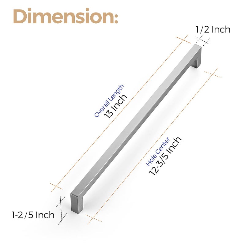 Ravinte 3 Pack 12-3/5 Inch Kitchen Square Cabinet Handles Satin Nickel Cabinet Pulls Brushed Nickel Drawer Pulls Kitchen Cabinet Hardware Kitchen Handles - Image 3